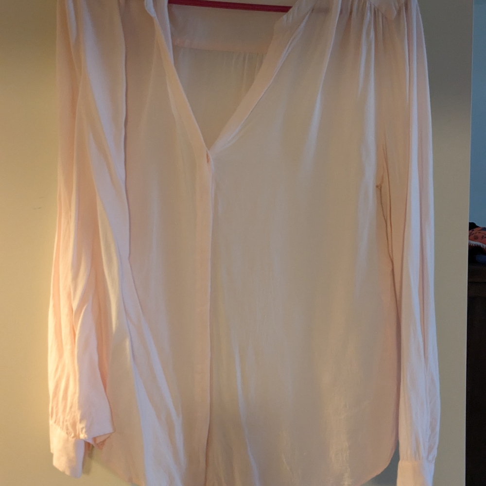 Old Navy Cream Asymmetrical Long Sleeve Blouse